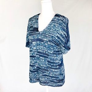Eileen Fisher Blue Patterned Blouse